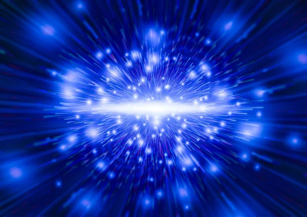 Explosionsabstrakt Blauer Energie Tech Elemente Explodierender Raum Mit Sternenhintergrund Urknall — Stockfoto