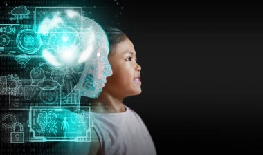 Yapay Zeka, Yapay Zeka kavramı. İnsanlarla Ai 'nin derin öğrenimi, makine öğrenmesi ve birlikte yaşaması..