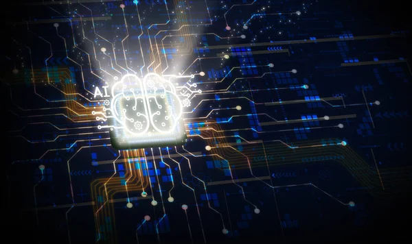 Εγκέφαλος Τεχνητής Νοημοσύνης Είναι Ενσωματωμένος Ένα Κύκλωμα Μηχανική Μάθηση Βαθιά — Φωτογραφία Αρχείου