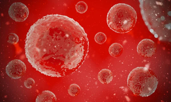 Close Células Humanas Flutuando Plasma Visão Microscópica Células Estaminais Embrionárias — Fotografia de Stock