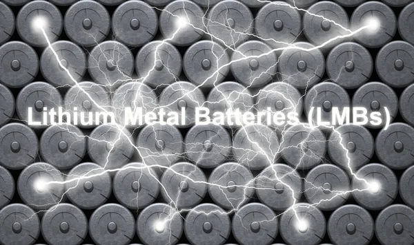 3Dイラスト リチウム金属電池 バッテリは可能な限り高いエネルギー密度を提供し リチウムイオンバッテリの2倍になる可能性があります エネルギー技術 — ストック写真
