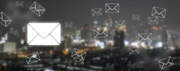 Konzept Der Mail Kommunikation Und Konnektivität Briefumschläge Und Mails Auf — Stockfoto