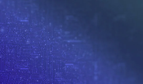 Δυναμική Μπλε Ηλεκτρονικά Κυκλώματα Μοτίβα Διασκορπισμένες Μικροσκοπικές Περιστροφές Δημιουργώντας Εστιακούς — Φωτογραφία Αρχείου
