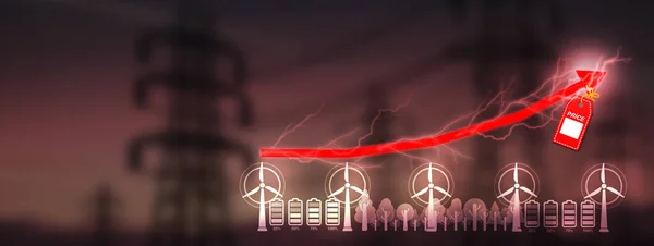 Crisisconcept Van Energieprijs Red Graph Global Energy Prices Stijgen Naar — Stockfoto