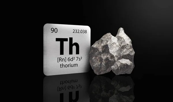 Torium Element Metall Periodiska Tabell Med Gråaktig Svart Metamiktisk Torium Stockbild
