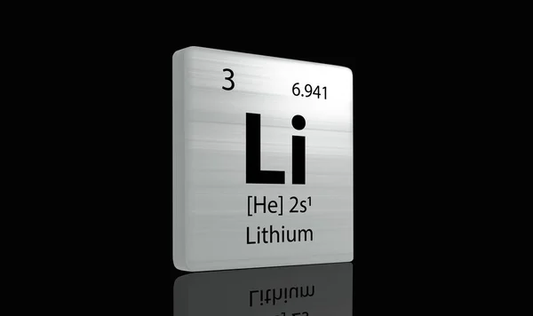 Litium Element Metall Periodiska Tabell Mörk Bakgrund Renderad Ikon Och Stockfoto