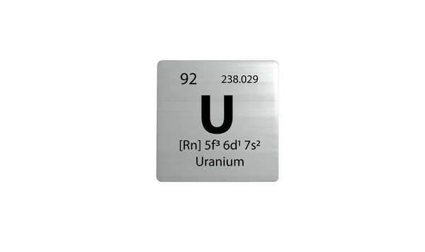 Uranelement Auf Einem Metallischen Periodensystem Auf Weißem Hintergrund Gerendertes Symbol — Stockfoto