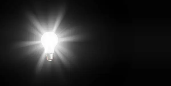 Освітлена Або Сяюча Лампа Темному Тлі Представляє Нові Ідеї Інновації — стокове фото