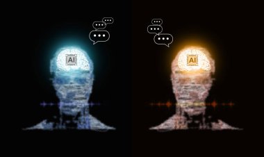 Two AIs talking to each other. Conversation between two artificial intelligences. Interactive conversational ai model.  clipart