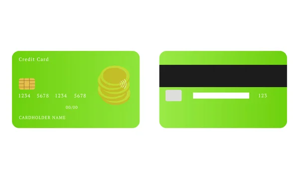 card green. Credit card payment, business concept. Vector flat style illustration