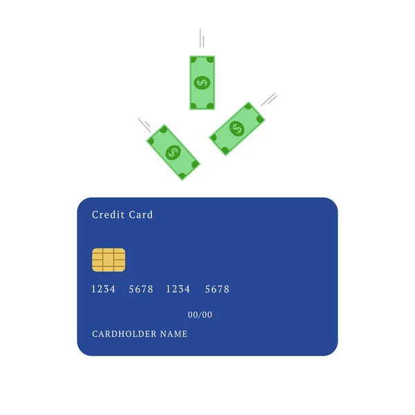 card and dollar . Vector flat style illustration