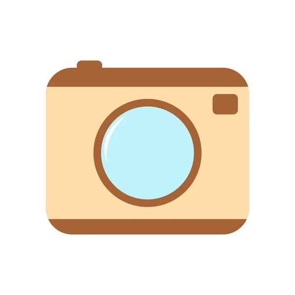 Camera beige. Photocamera icon. Flat vector illustration of photocamera. Isolated on white background