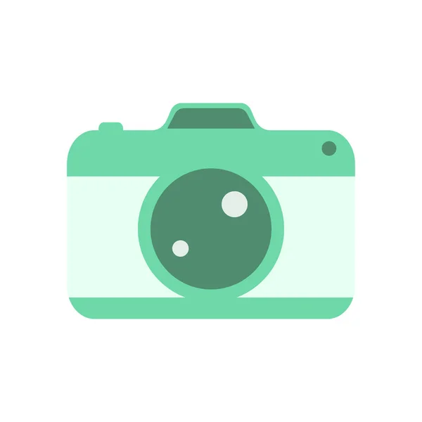 Camera green. Photocamera icon. Flat vector illustration of photocamera. Isolated on white background