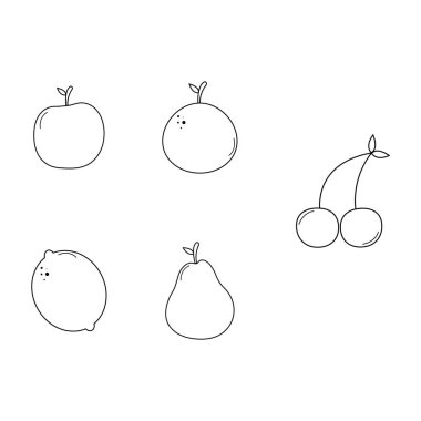Set of fruits in a stroke