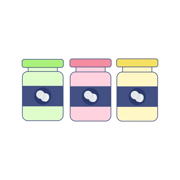 Colored pill bottles. flat icon isolated on white background. Vector illustration.