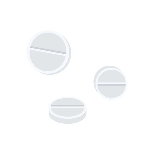 Round white pills. Flat icon isolated on white background. Vector illustration.