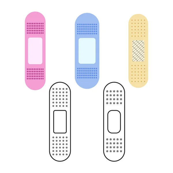 Set of medical plasters. flat icon isolated on white background. Vector illustration