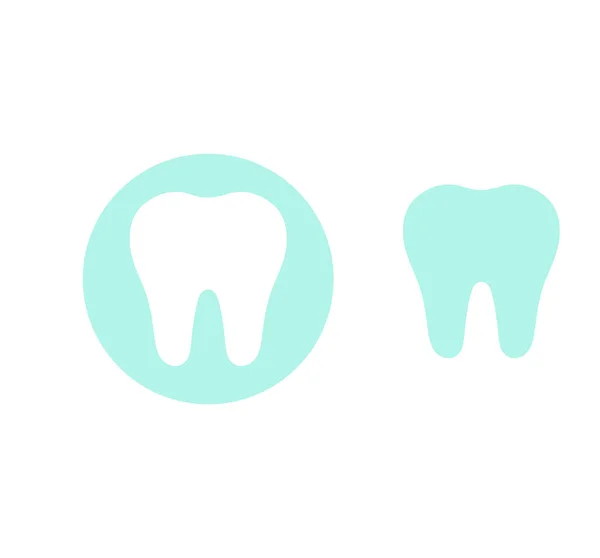 Mint color tooth and tooth on mint background. White tooth icon. Vector flat illustration