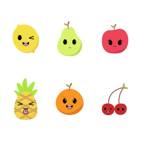 Set of fruits in a filling with emotions Kawaii