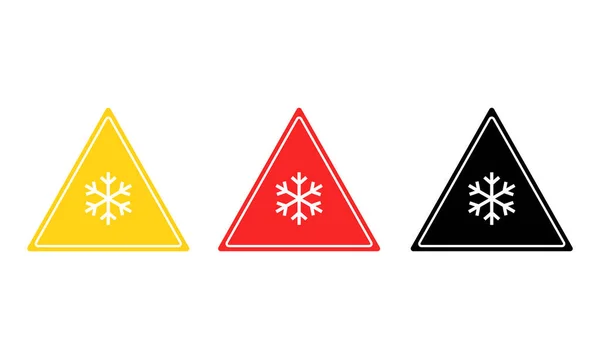 Set of slippery yellow, red and black signs