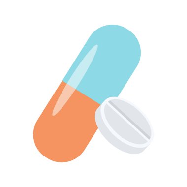 Capsule and tablet, Pill flat icon isolated on white background. Vector illustration.