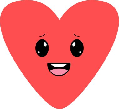 Heart with emotion of delight. Vector illustration. flat style