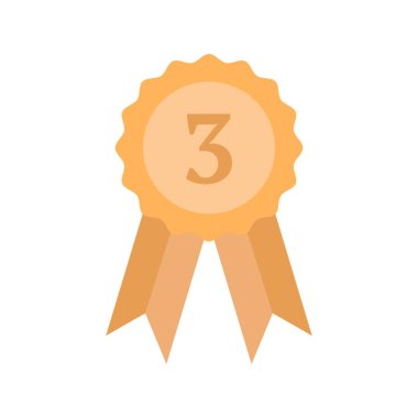 Bronze prize badge with ribbons. Vector illustration