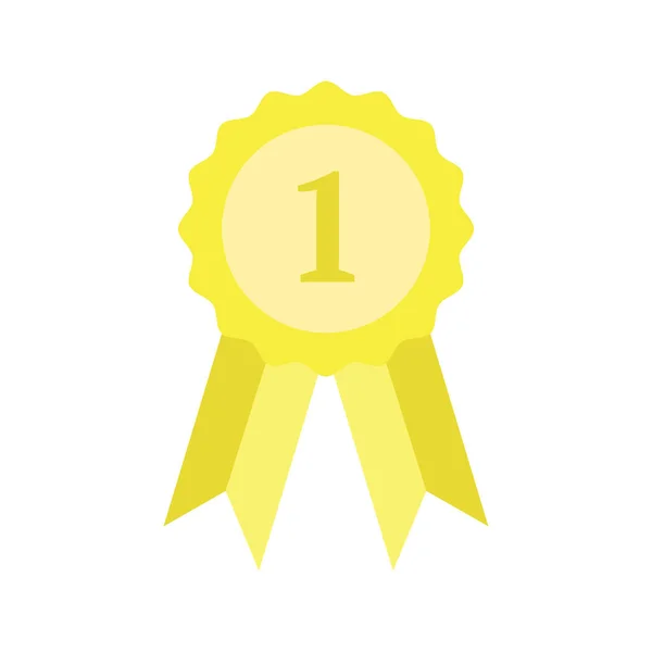 Golden prize badge with ribbons. Vector illustration
