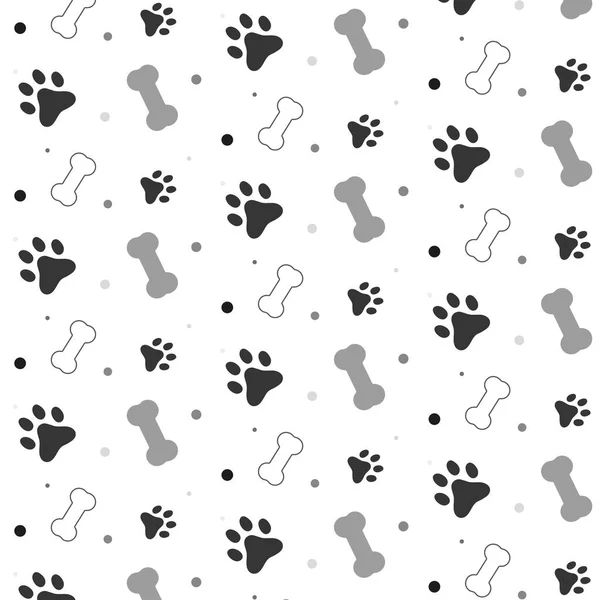 Pattern with dog paw and bone, Vector illustration