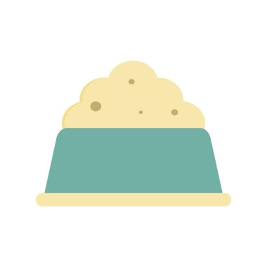 Pet food in green bowl. Vector illustration