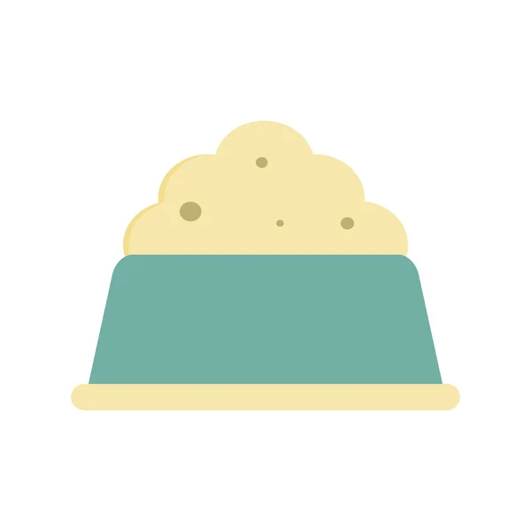 Pet food in green bowl. Vector illustration