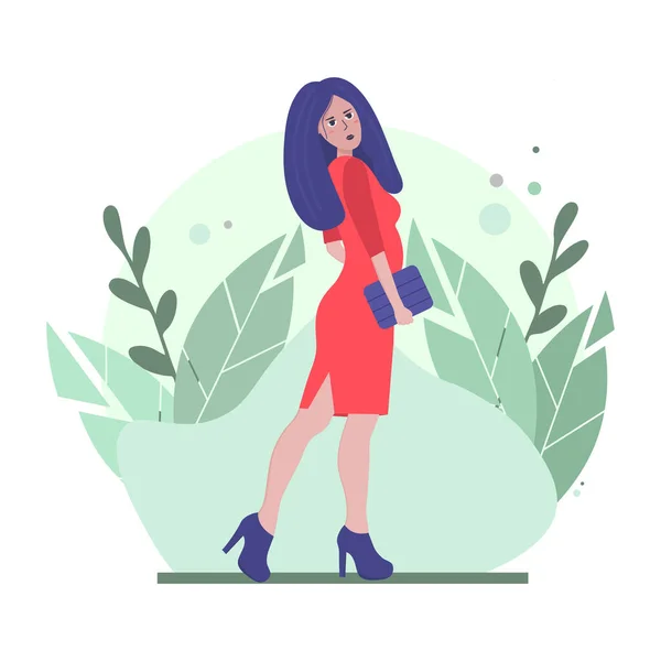 Pregnant business lady. Flat style. Vector illustration
