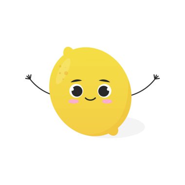 Yellow lemon with emotion. Vector illustration. Smile