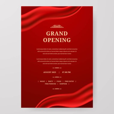 Büyük Açılış poster kutlaması kırmızı kumaş ipek ipek kurdele element dekorasyonu lüks VIP kraliyet için