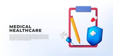 3D karikatür tıbbi raporu hastane kliniği için sigorta sağlık hizmetleri illüstrasyon kavramını teşhis etti