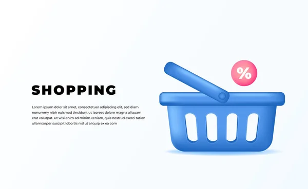 Empty Shopping Basket Cart Retail Business Discount Shopping — Stock Vector