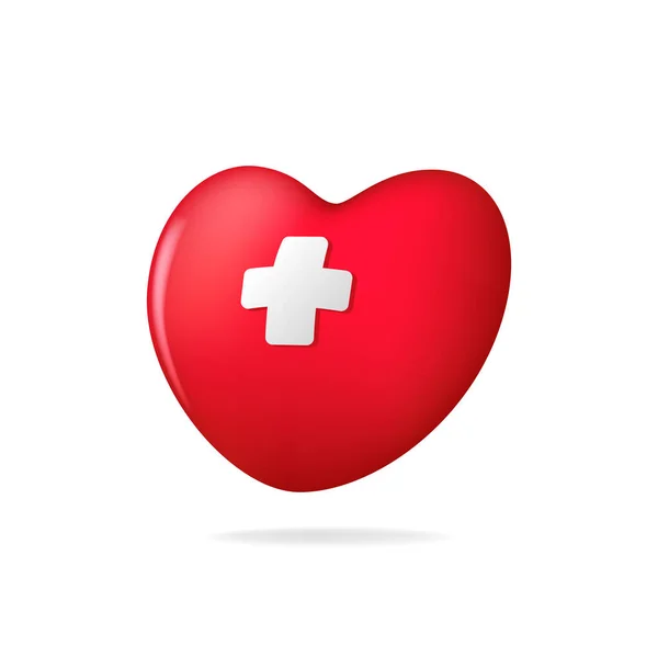 Rojo Corazón Forma Salud Tratamiento Médico Hospital Clínica Concepto Servicio — Vector de stock