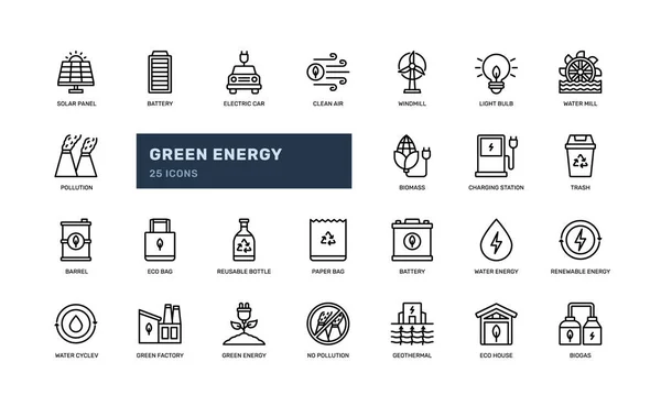 stock vector green energy renewable energy for clean global earth day ecology environment detailed outline line icon set