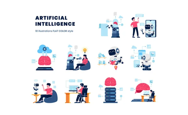Künstliche Intelligenz Zukunftstechnologie Mit Roboterlernberechnung Zur Illustration Menschlicher Aufgaben Mit — Stockvektor