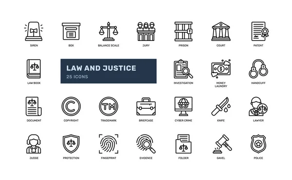 Law Justice Legal Balance Scale Court Police Detailed Outline Line — Stock Vector