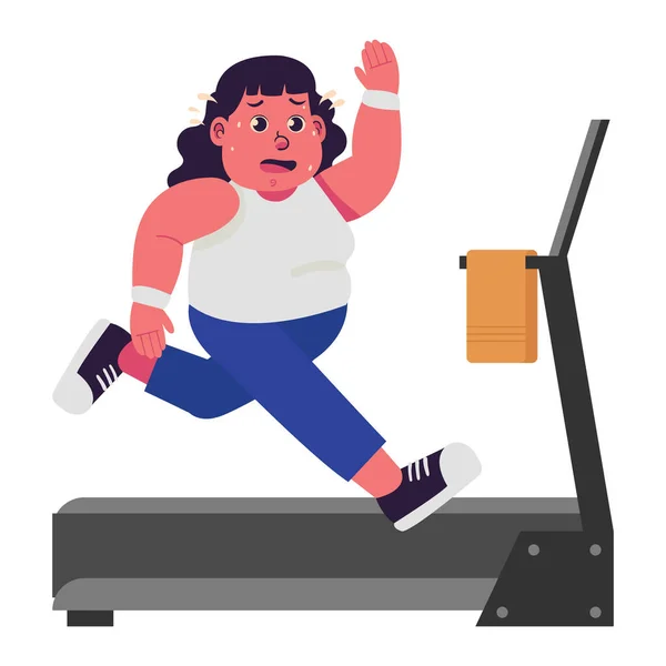 Fat People Femmes Surpoids Obésité Taille Exercice Courir Sur Tapis — Image vectorielle