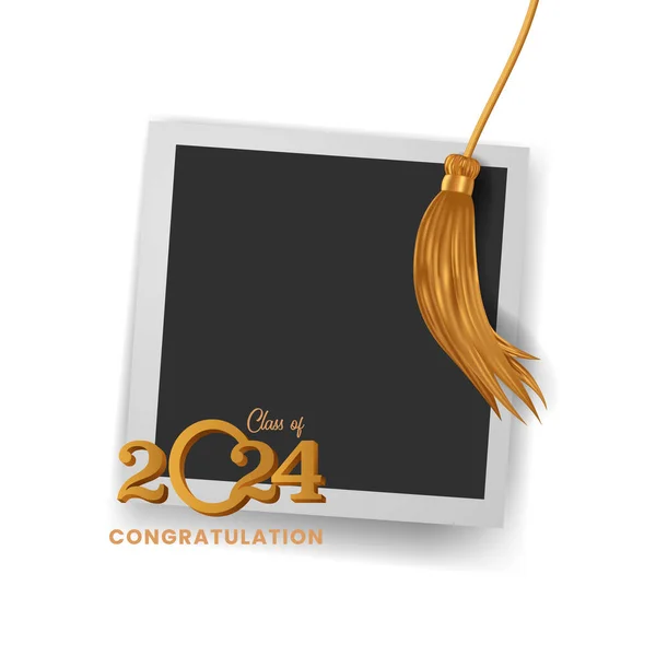 Classe 2024 Com Borla Dourada Foto Quadro Formatura Festa Educação — Vetor de Stock