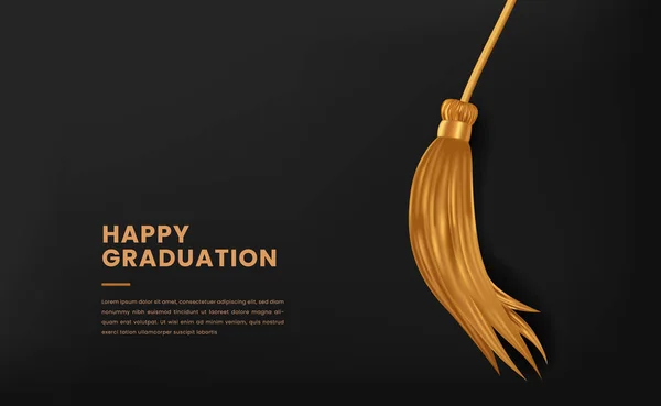 Happy Graduation Party Celebration Invitation Gold Tassel Graduate Collage Black — Stock Vector