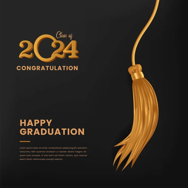 Classe 2024 Bronzeado Dourado Festa Formatura Educação Para Colagem Com — Vetor de Stock