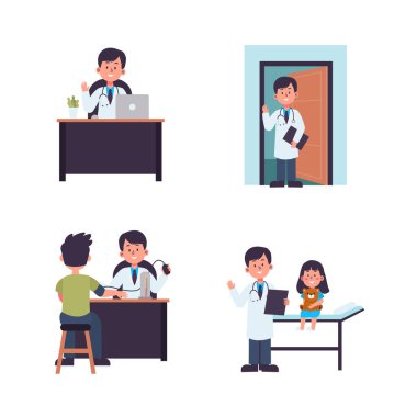 Hastanedeki ya da klinikteki hasta ve çocuk için doktor aktivitesi