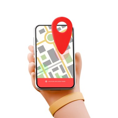 dijital harita konumu nokta işareti GPS sistemi sevimli çizgi film el tutucu telefonu bul