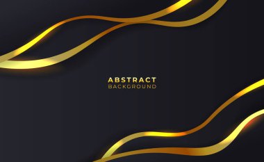 Koyu arkaplan üzerinde pürüzsüz akan altın çizgiler, başlıklar, reklamlar veya resmi sunumlar için harika