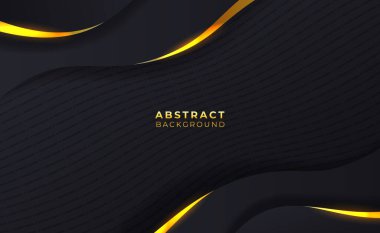 Pürüzsüz siyah yüzey, altın dalga aksanıyla, zarif slayt güverteleri, davetiyeler veya marka örtüleri için mükemmel.