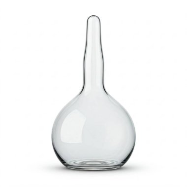 Beyaz arkaplan önünde izole edilmiş 3 boyutlu cam vazo.