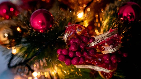 Christmas Decoration Red Balls Lights — Foto Stock